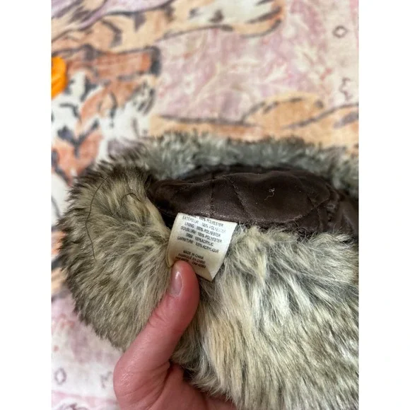 Champs Sports Trapper Hat Brown Plaid Faux Fur Ushanka Aviator Winter Cap Mens - Picture 6 of 6